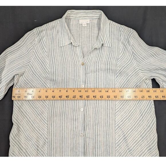 J.Jill Love 100% Linen Womens White and Blue Striped Button Shirt Lightweight M - Picture 5 of 8
